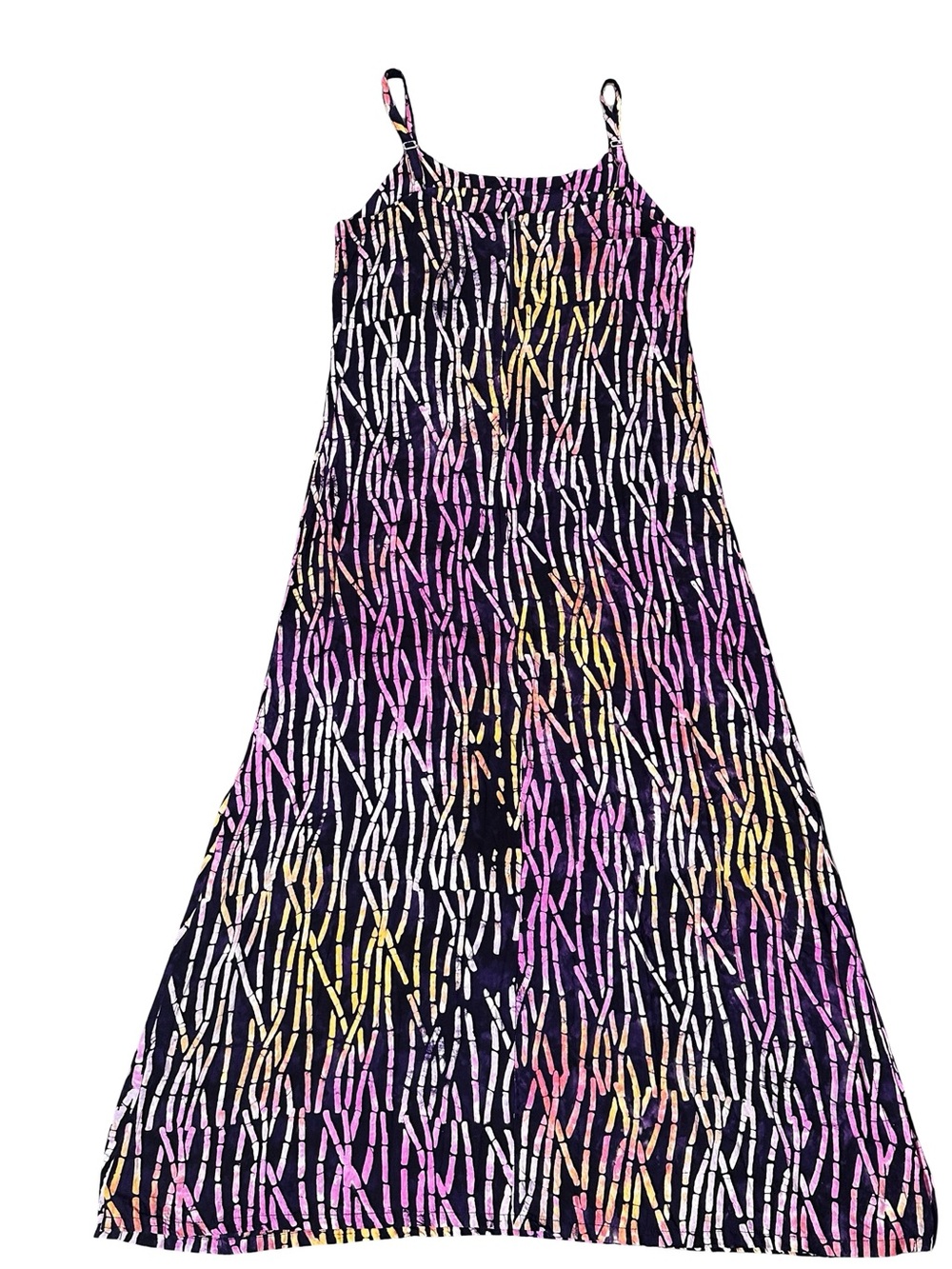 Far Away Purple Abstract Rayon Sleeveless Side Slits Maxi Dress Size S - Picture 2 of 7